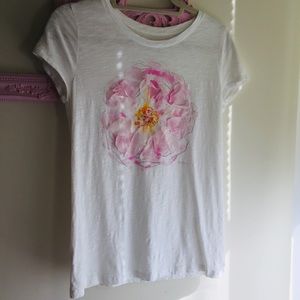 Loft, Ann Taylor-T shirt, burned cotton, flower